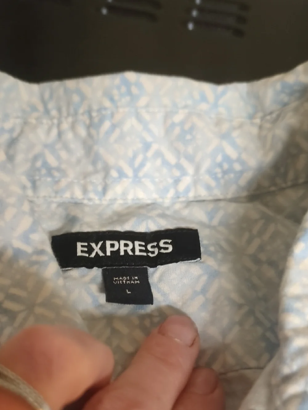 Express Blue/White Cotton Short Sleeves Button Down Shirt